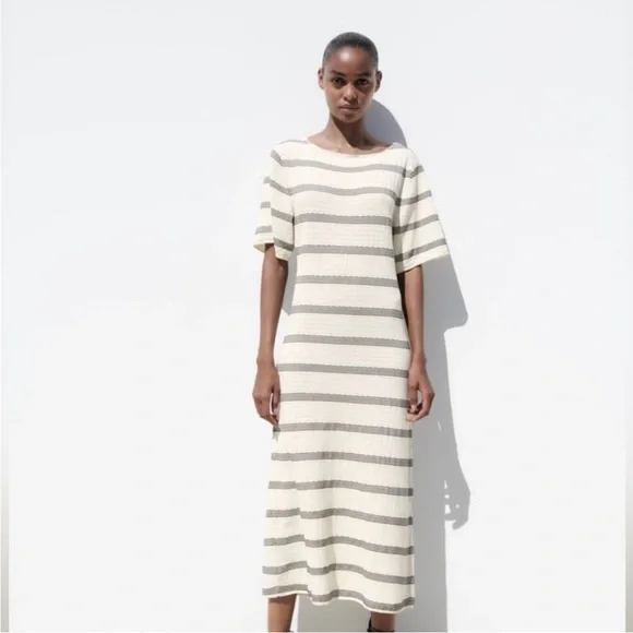 Zara STRIPED KNIT DRESS - Picture 4 of 5